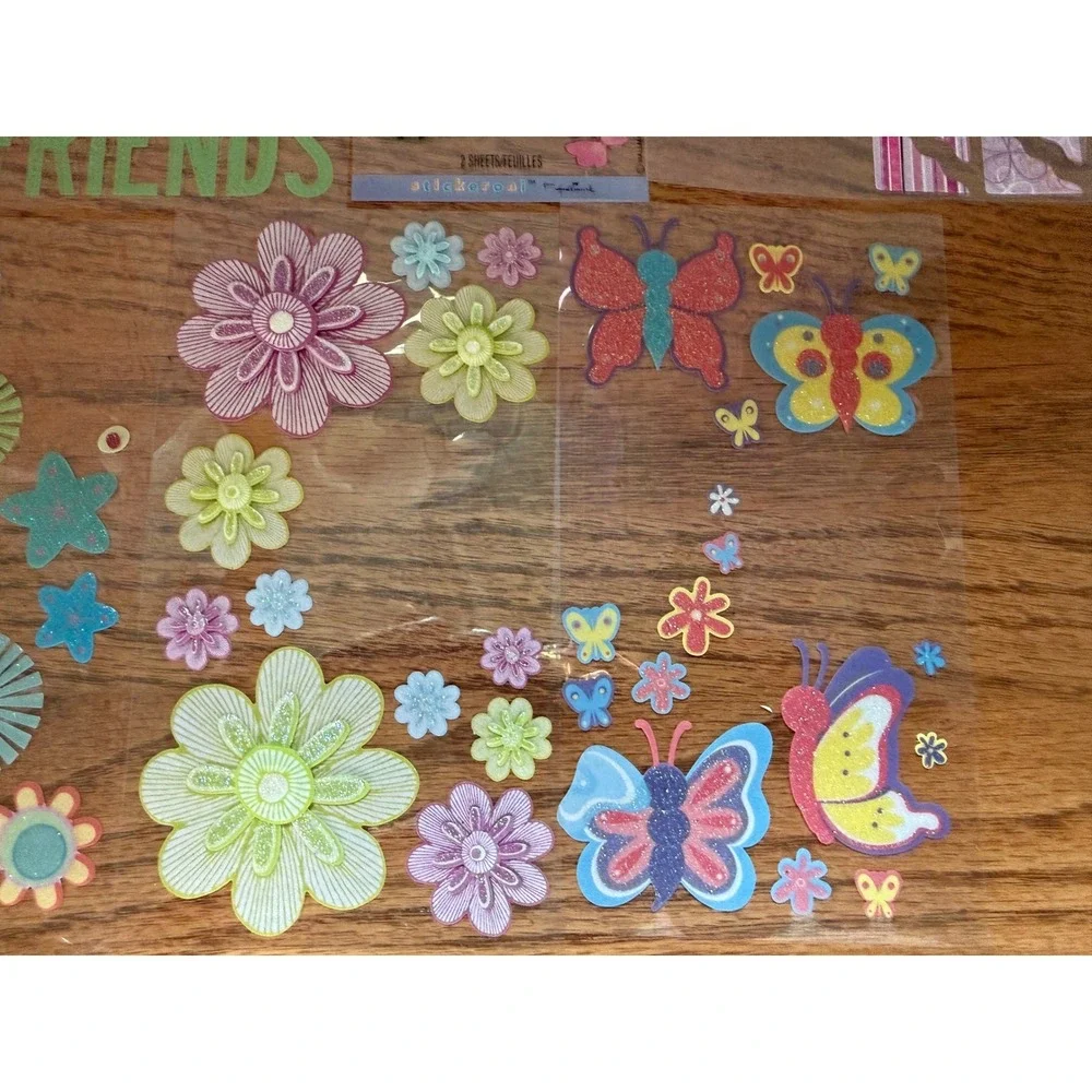 Vellum Scrapbook Sticker Lot Flowers Butterflies Birthday Best Friends